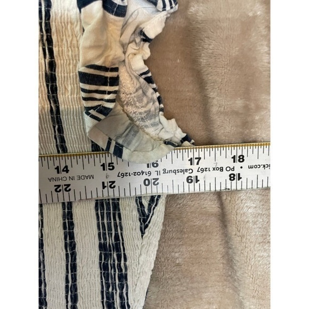 Böhme Striped Midi Dress Ruffle Hem Sleeveless Casual Summer Size S Blue White - Picture 5 of 10